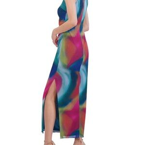 Vince Camuto Colorful Mesh Maxi Dress with Slit